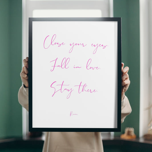 Valentine's Gift: 8 Printable Wall Art Posters: Rumi Inspirational Quotes, Home Decor Digital Download, 6 sizes + 3 color options [pink]